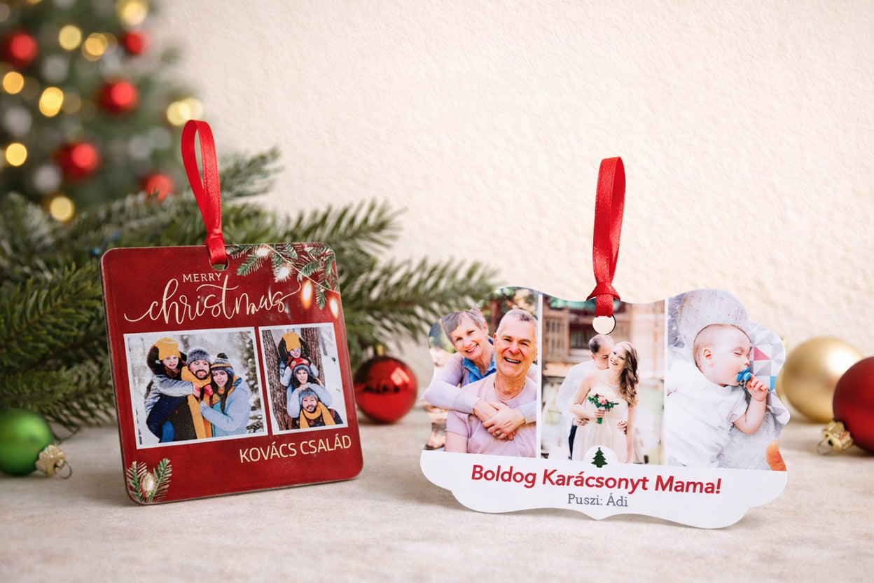 Egyedi fényképes karácsonyfadíszek