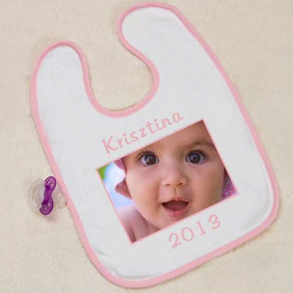 Fényképes bébi előke - rózsaszín