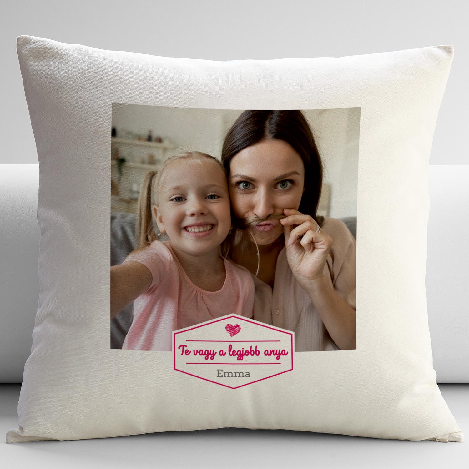 Fényképes kispárna felirattal