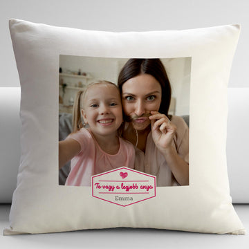 Fényképes kispárna felirattal