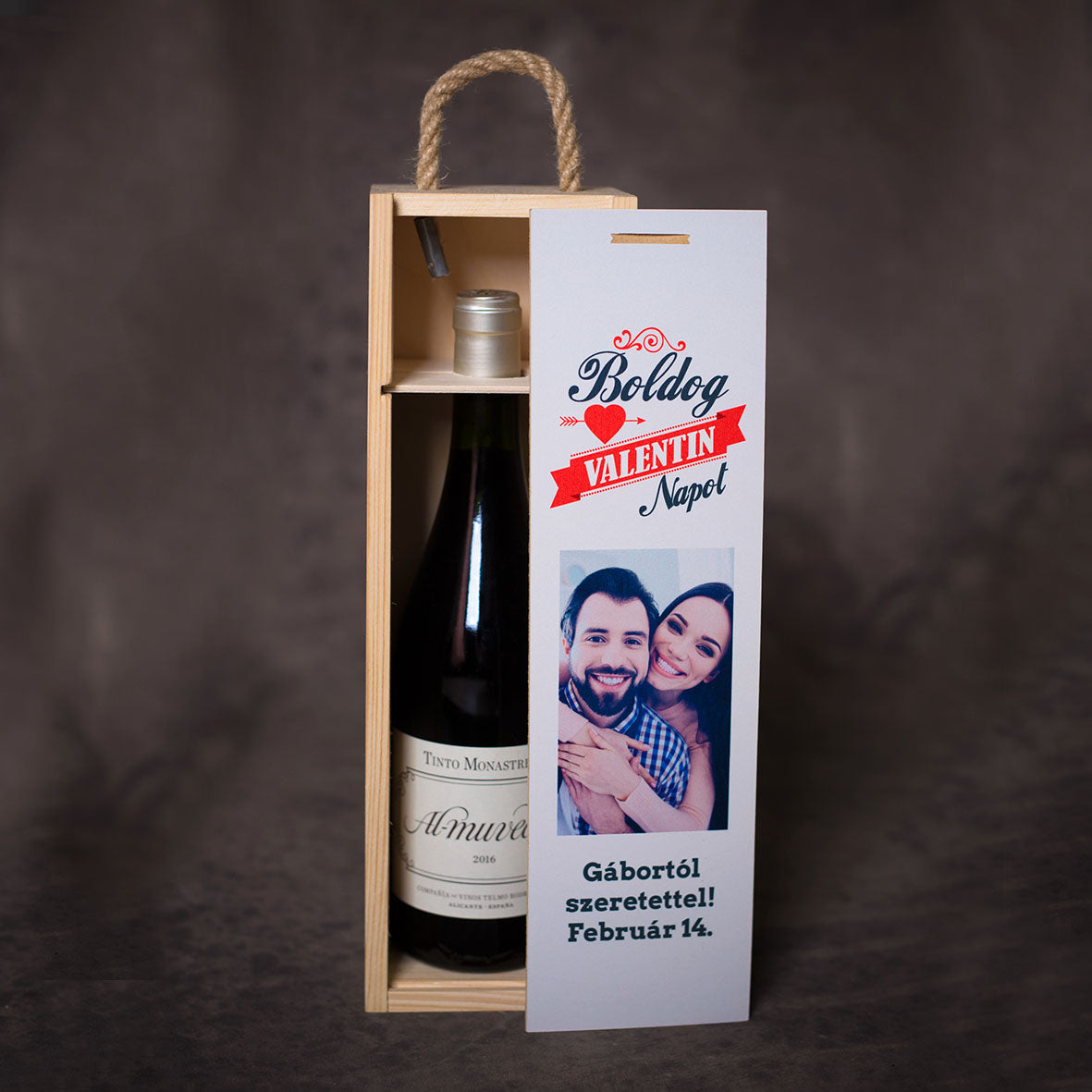 Egyedi borosüvegdoboz Valentin napra