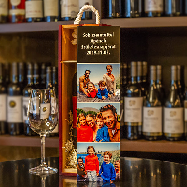 Fényképes borosüvegdoboz 3 képpel