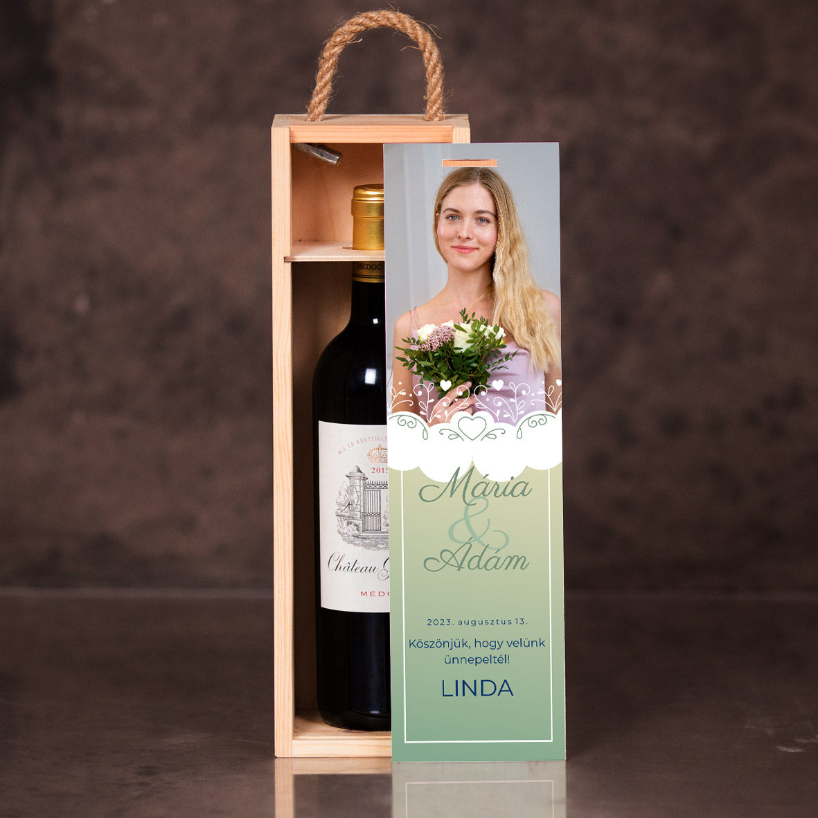 Fényképes borosüvegdoboz