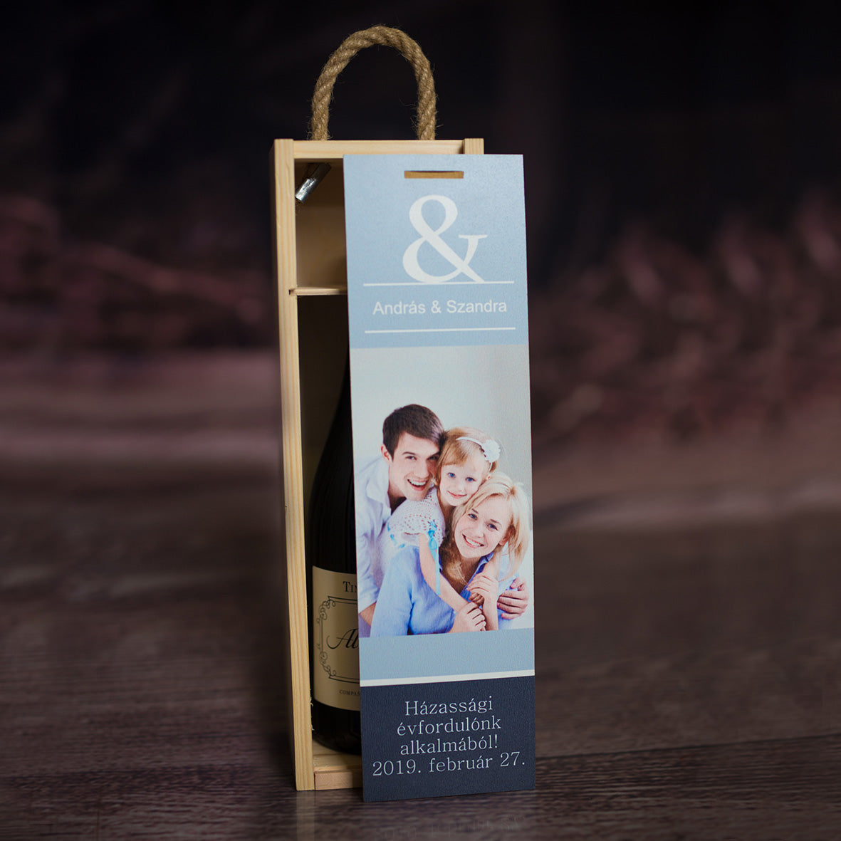 Fényképes borosüvegdoboz