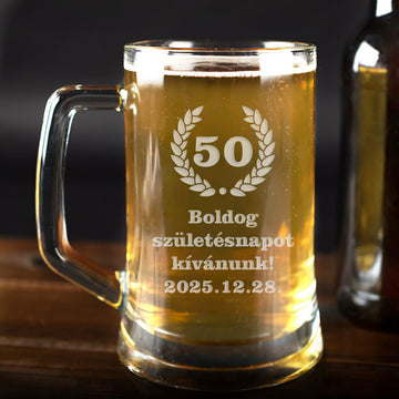 Szülinapos homokfúvott korsó