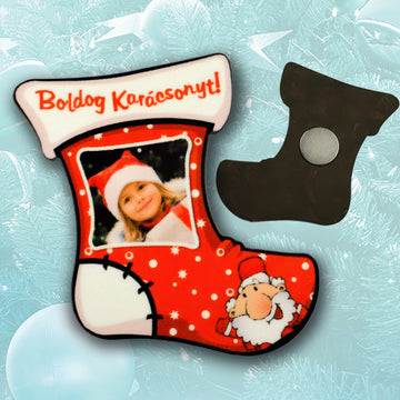 Csizma alakú fényképes hűtőmágnes