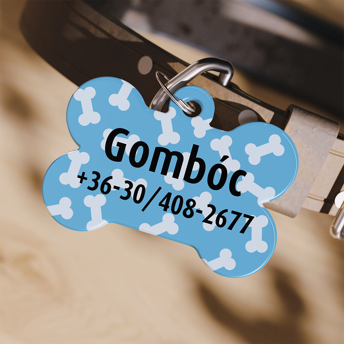 Csont alakú kutyabiléta - kék