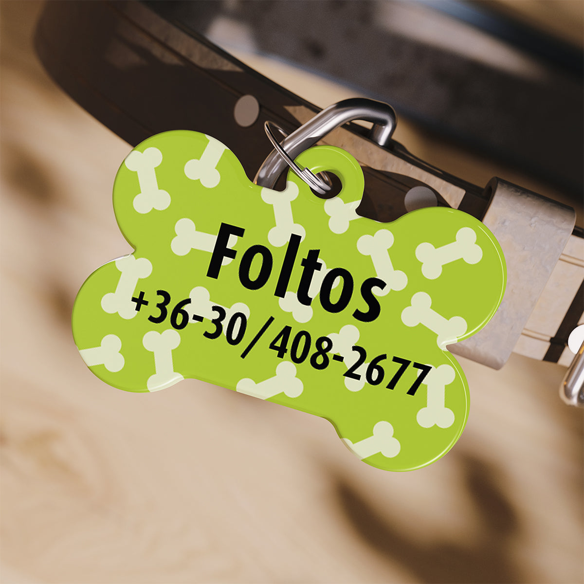 Csont alakú kutyabiléta - zöld