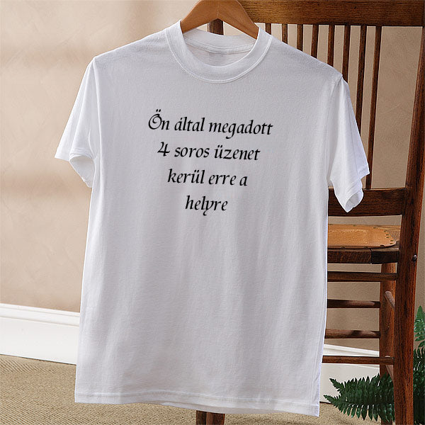 Egyedi feliratos fehér póló