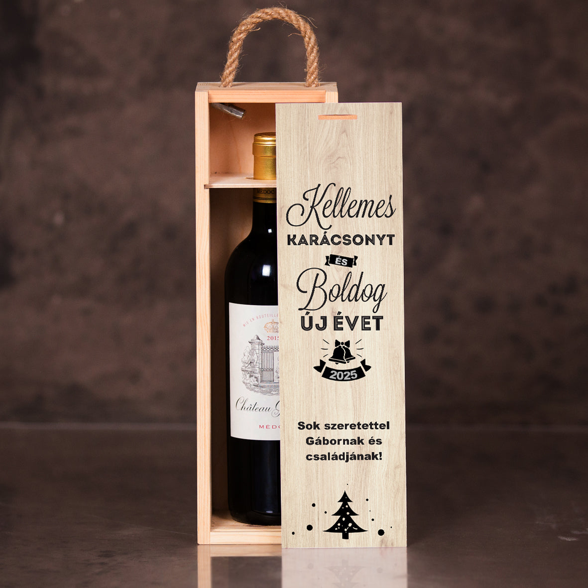 Egyedi karácsonyi borosüvegdoboz
