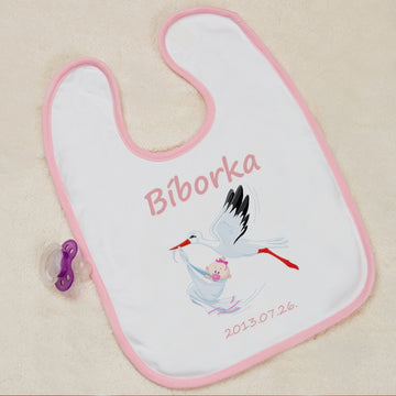 Bébi előke gólyával - kislány