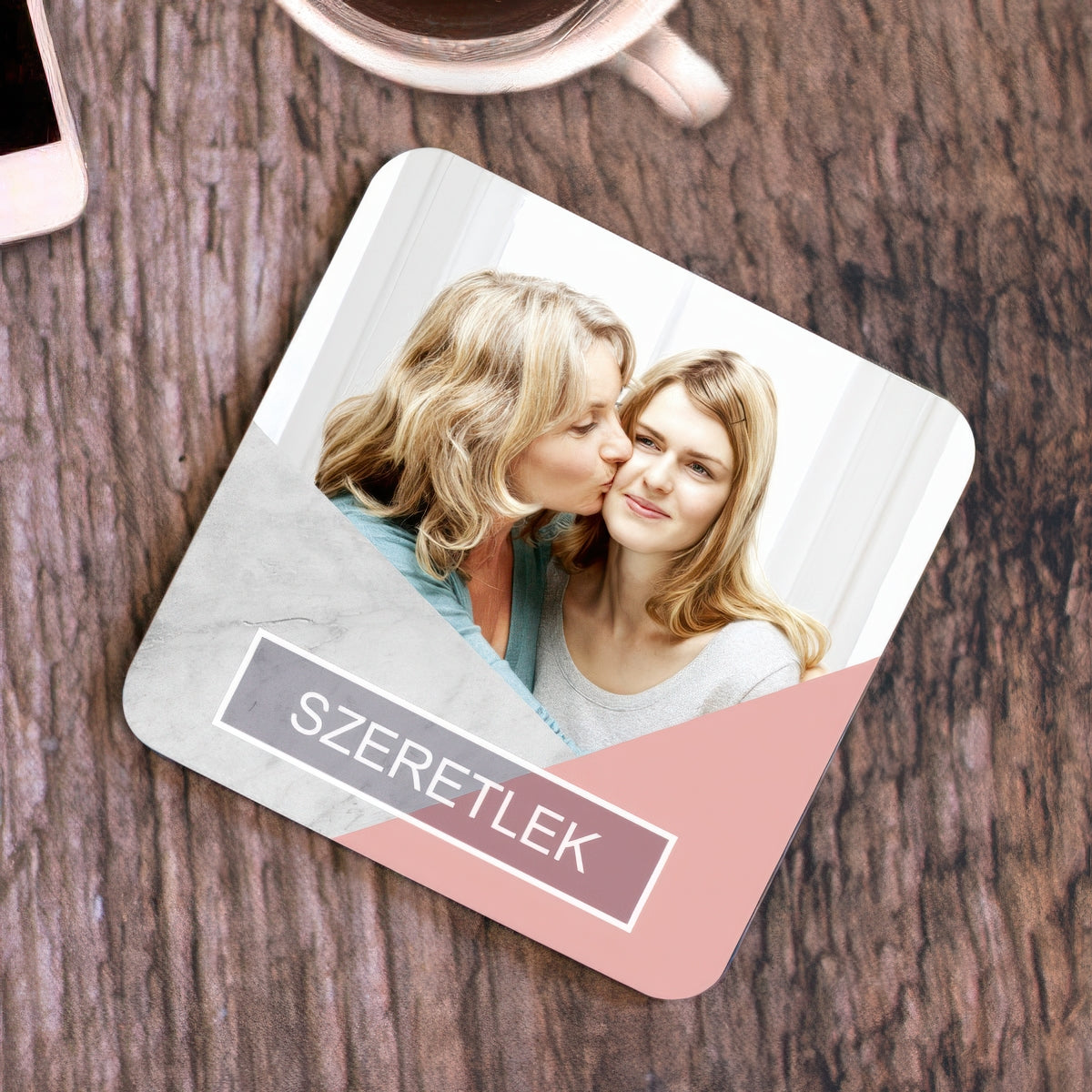 Fényképes poháralátét felirattal