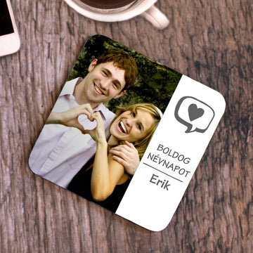 Fényképes poháralátét szívecskével