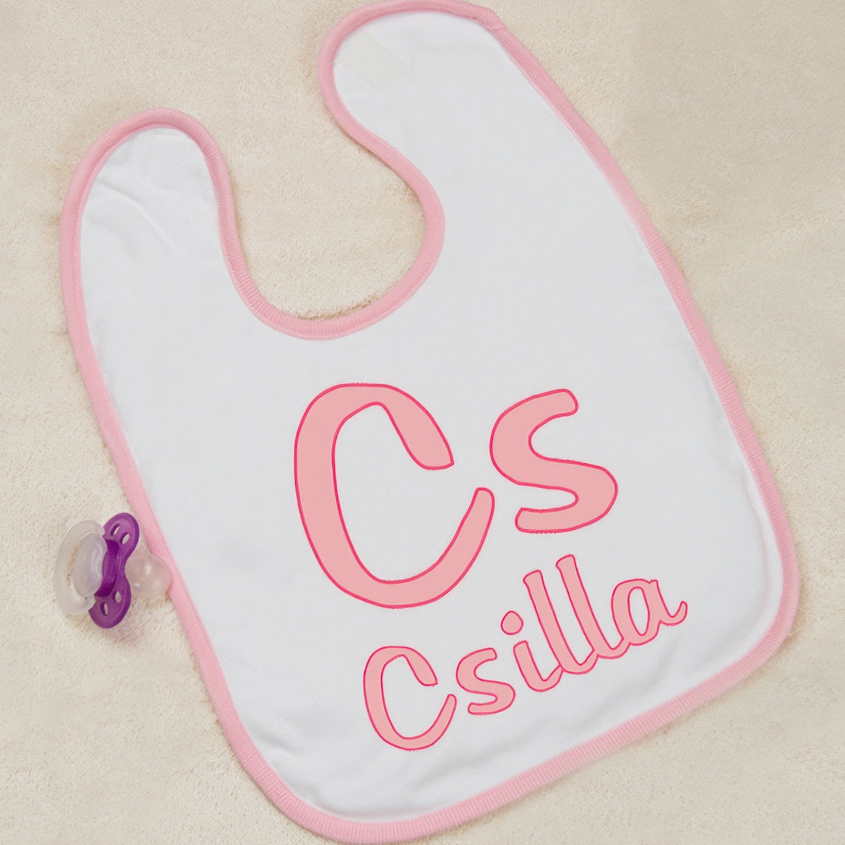 Neves bébi előke - rózsaszín