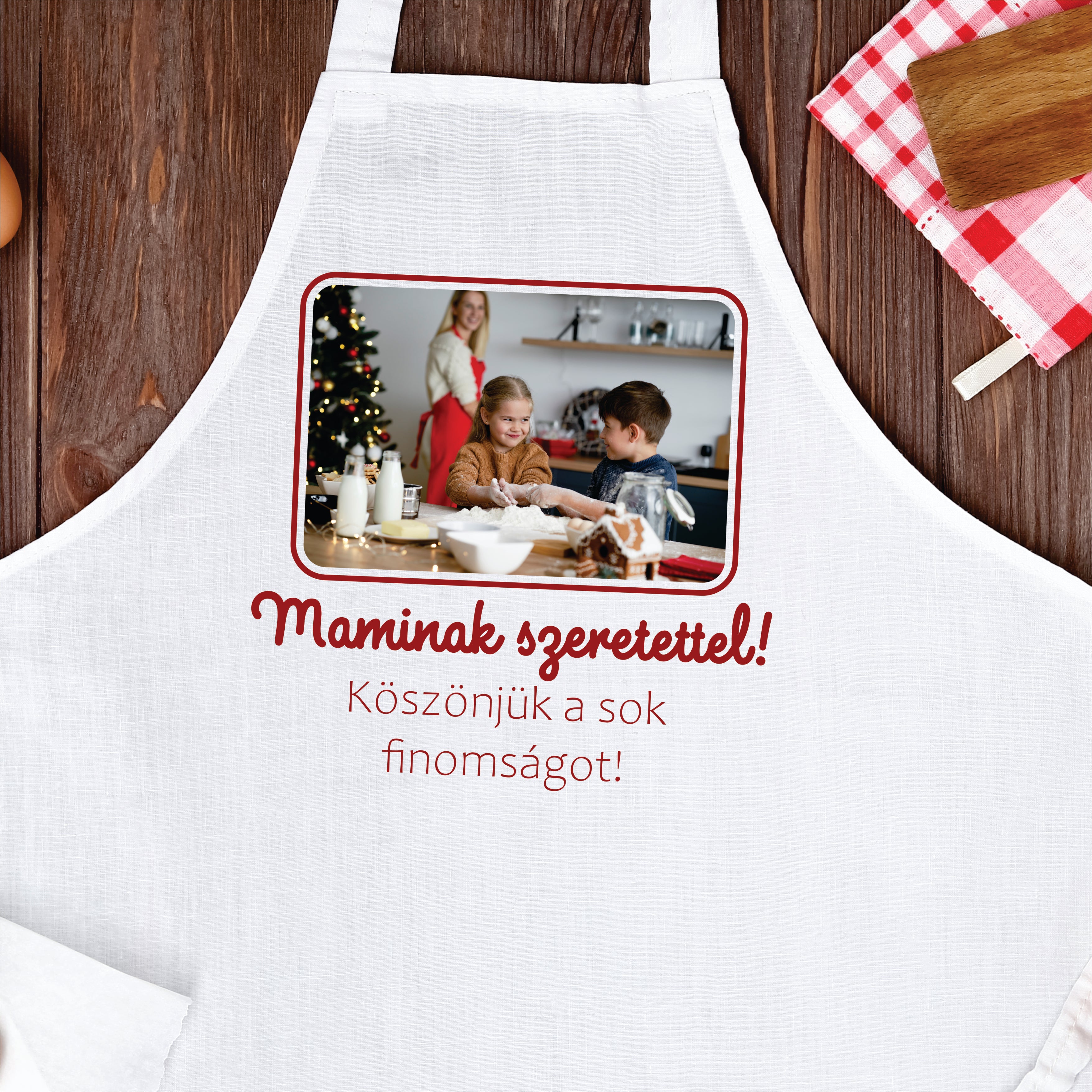 Szeretet-Recept – Egyedi fényképes kötény felirattal
