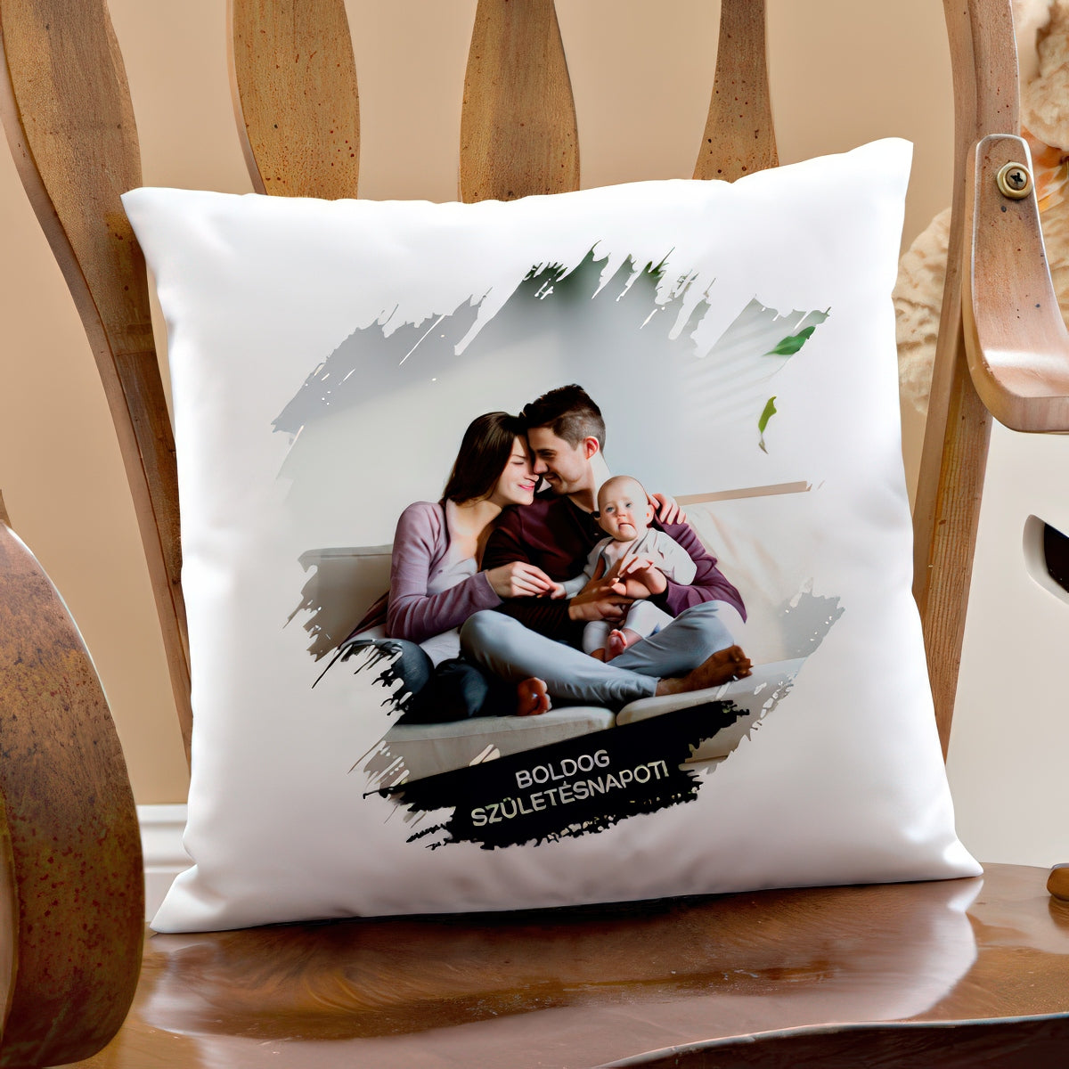 Fényképes kispárna felirattal