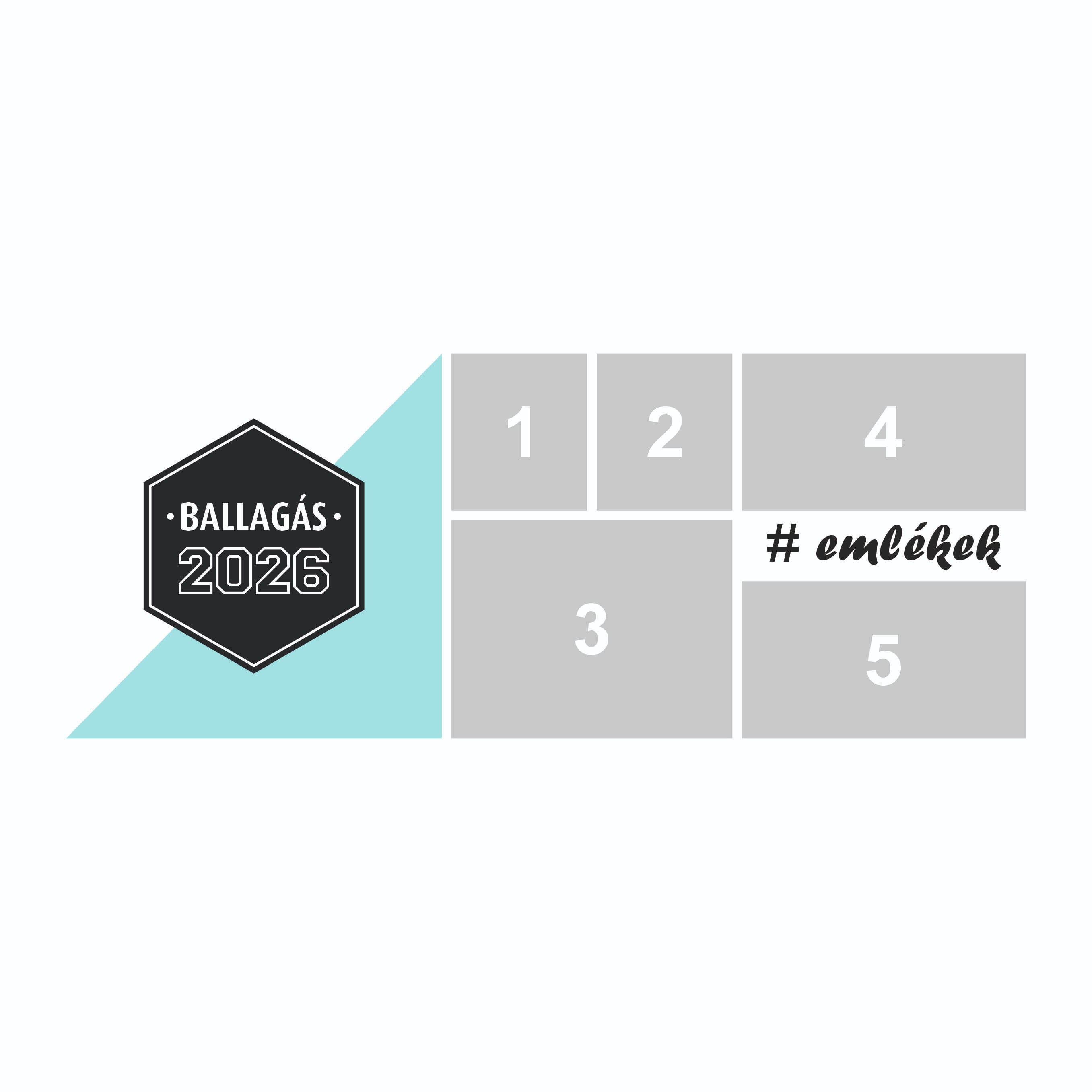 Fényképes ballagási bögre 2026-os évszámmal, több cserélhető fotóval és #emlékek felirattal, személyre szabható ajándék ballagásra.