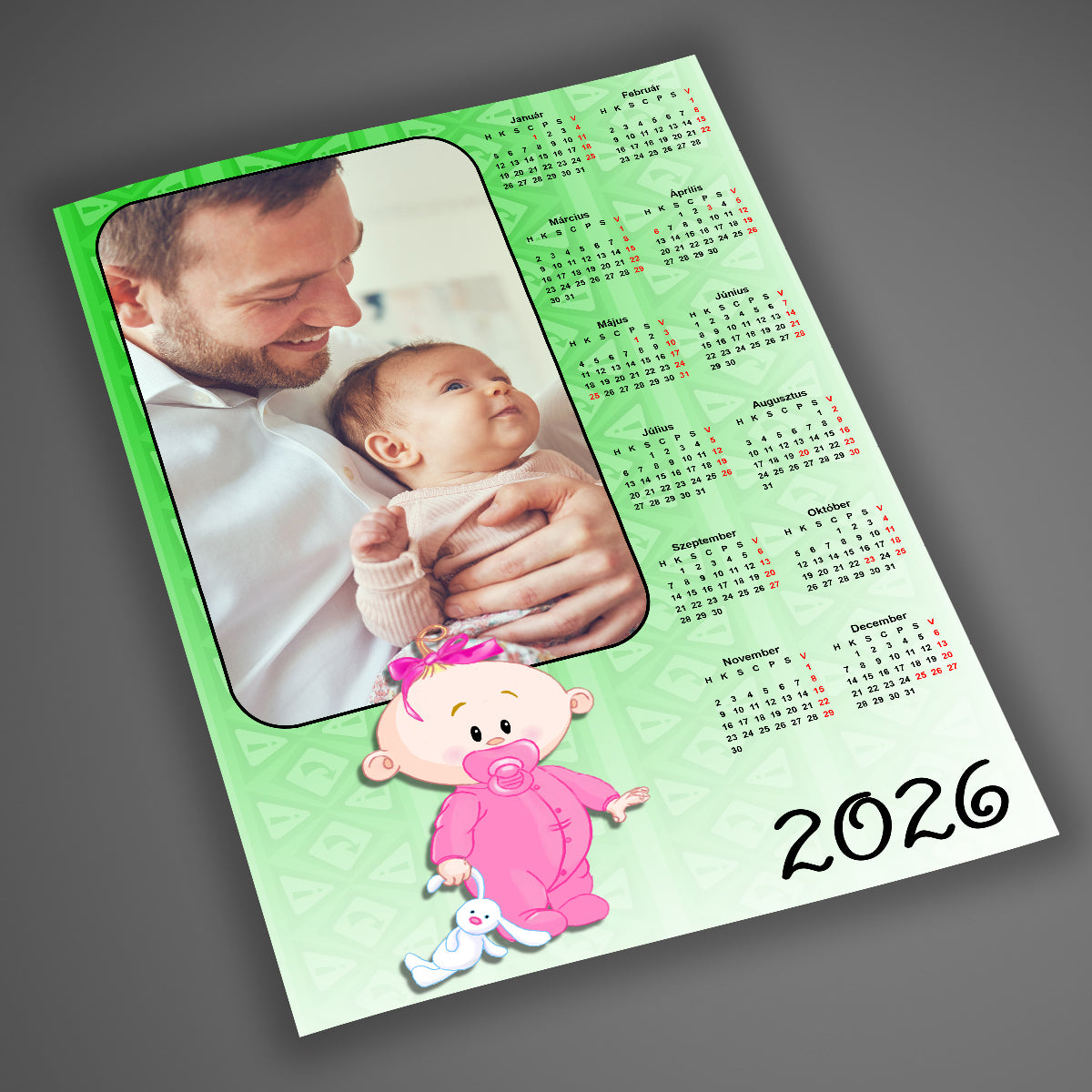 Babás fényképes naptár, A4