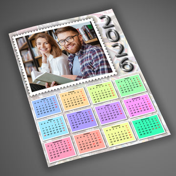Bélyeg mintás fényképes naptár, A4