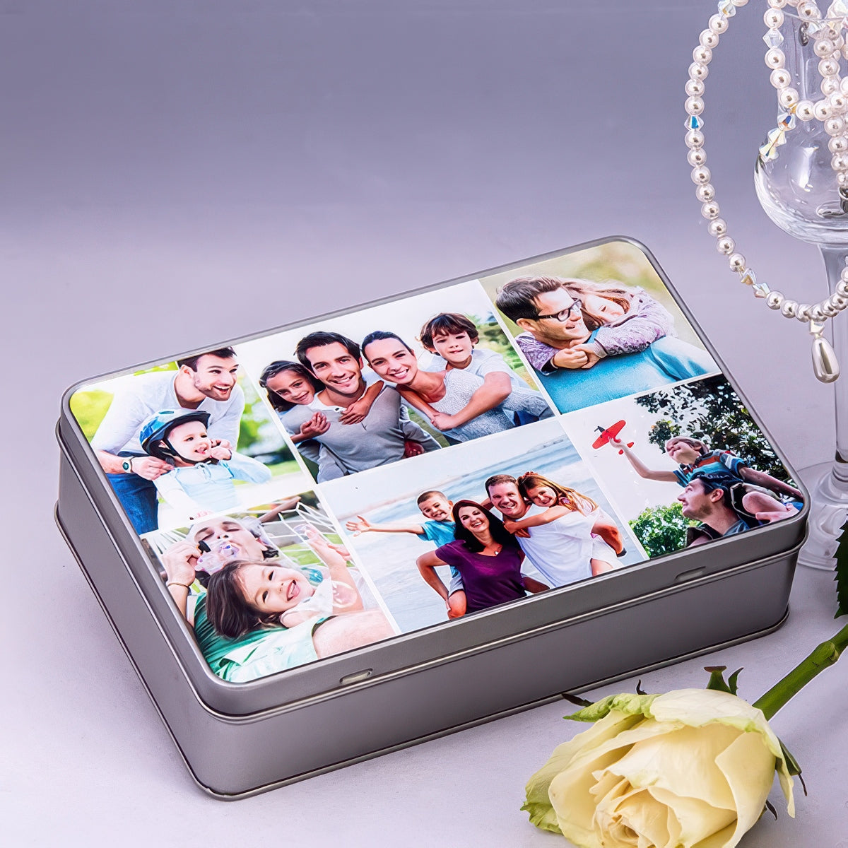 Fényképes fémdoboz 6 fotóval