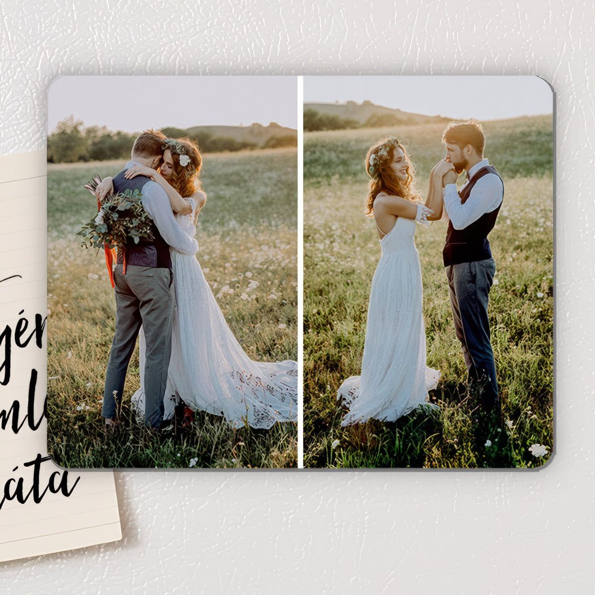 Fényképes fa hűtőmágnes 2 képpel