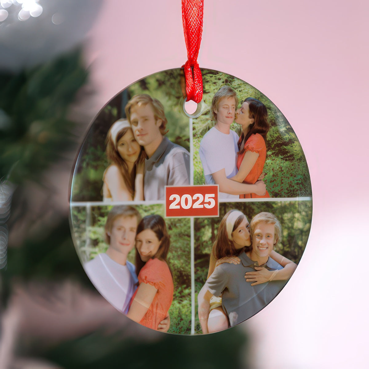 Fényképes üveg karácsonyfadísz 4 képpel