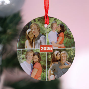 Fényképes üveg karácsonyfadísz 4 képpel