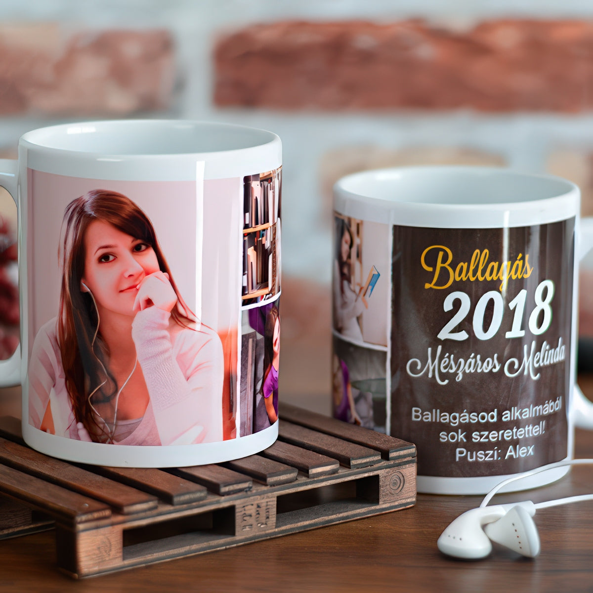 2026-os ballagási egyedi bögre három cserélhető fényképpel és személyre szabható felirattal, emlékezetes ajándék ballagásra vagy évzáróra.