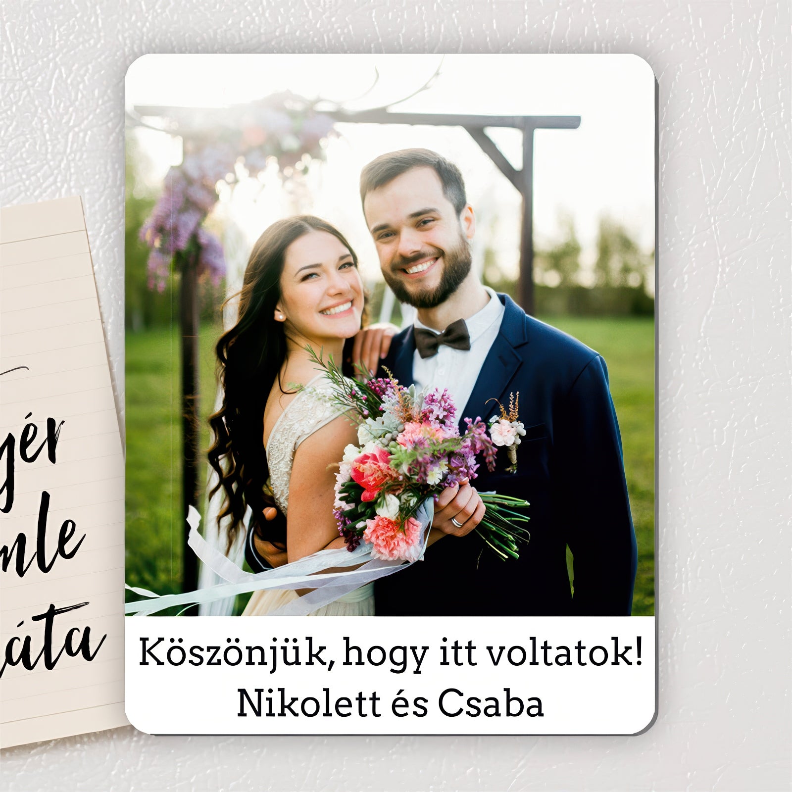 Fényképes hűtőmágnes felirattal