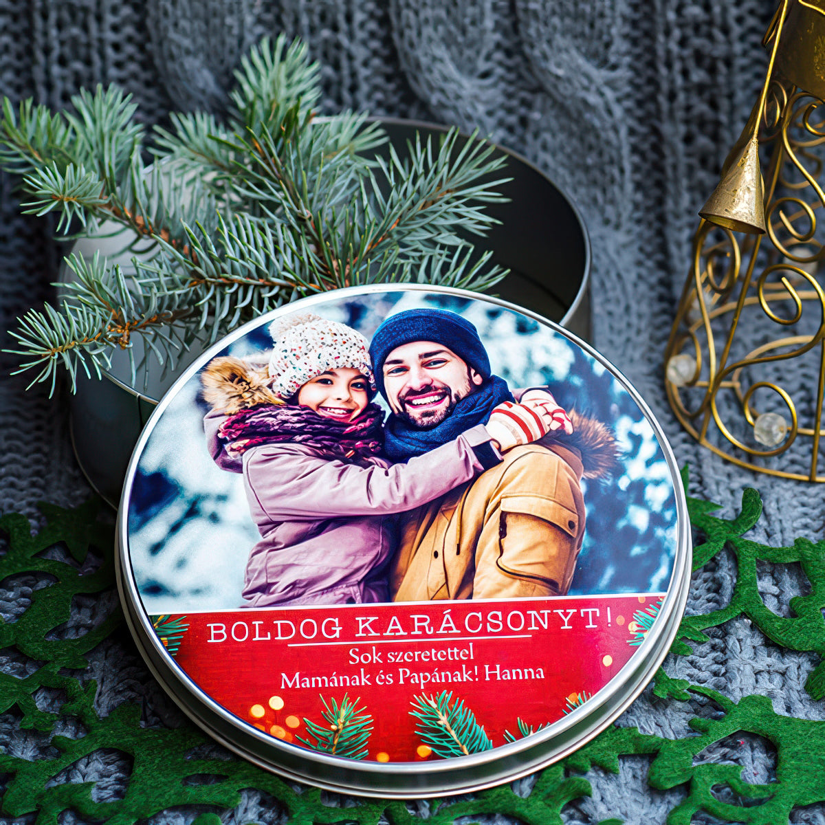 Fényképes karácsonyi fémdoboz