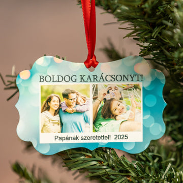 Fényképes fém karácsonyfadísz