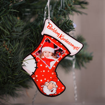 Fényképes karácsonyfadísz, kiscsizma