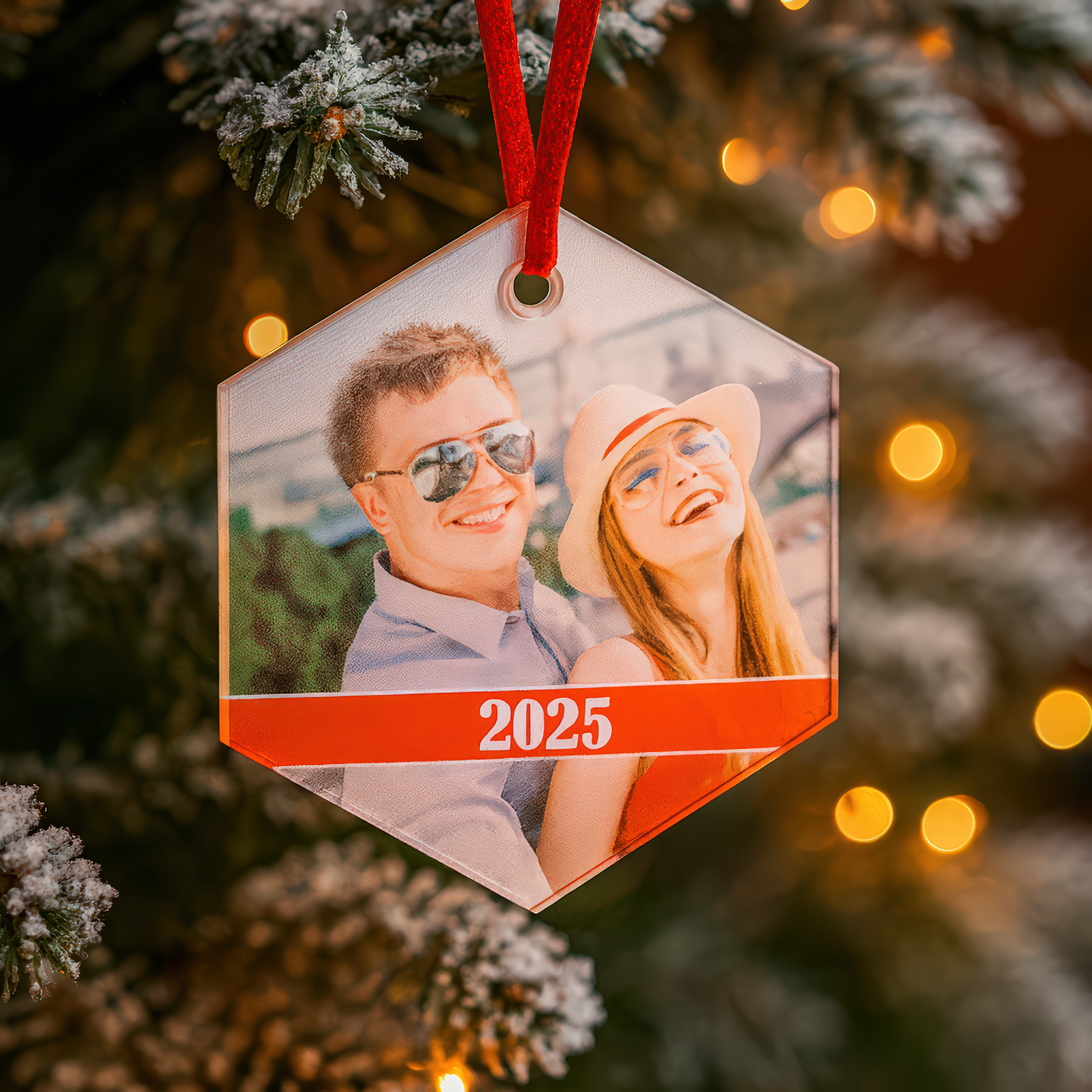 Fényképes karácsonyfadísz, évszámmal