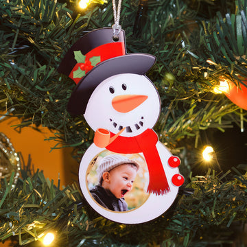 Fényképes karácsonyfadísz, Hóember alakú