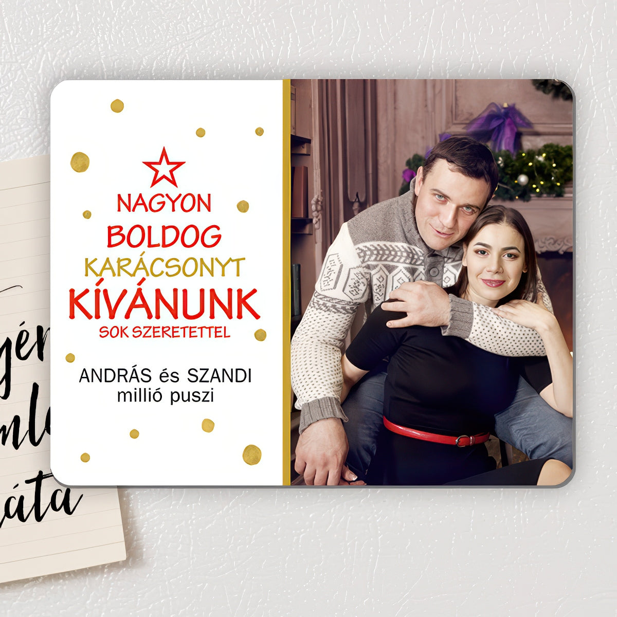 Fényképes karácsonyi hűtőmágnes