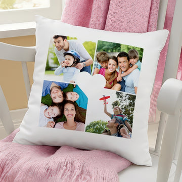 Egyedi fényképes kispárna négy cserélhető fotóval, személyre szabható fényképes párna családi emlékekkel