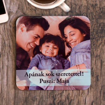 Fényképes poháralátét felirattal