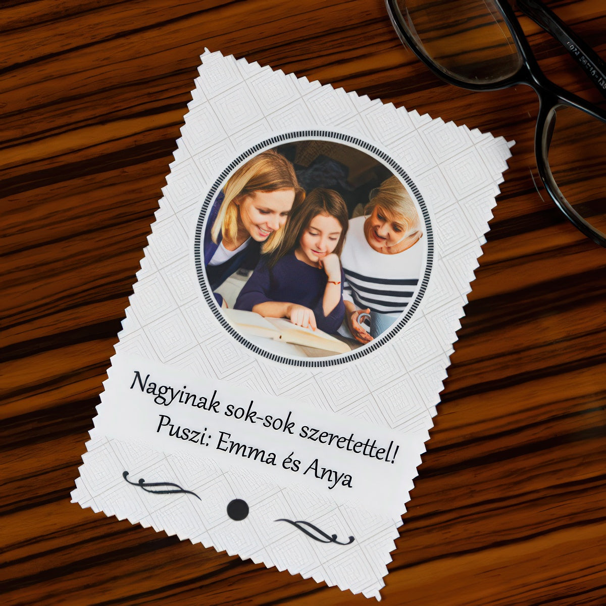 Fényképes szemüvegtörlő kendő, 10x15cm