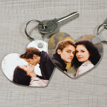 Szív alakú fényképes kulcstartó