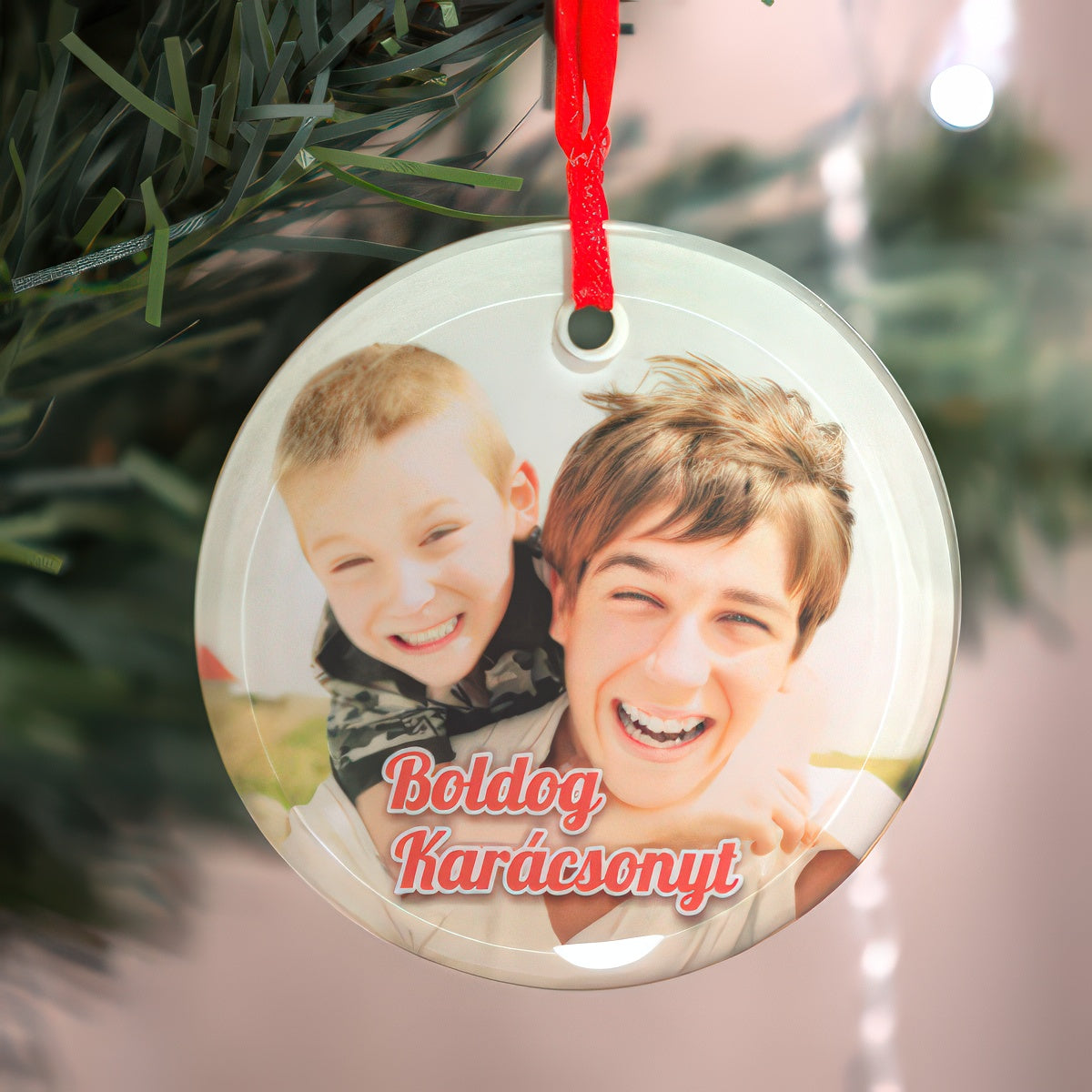 Fényképes üveg karácsonyfadísz