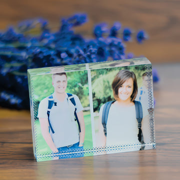 Fotókristály 8x6cm, fekvő, 2 fényképpel