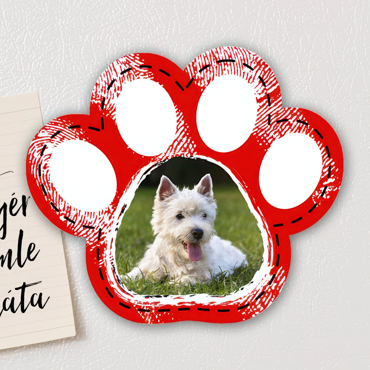 Mancs alakú fényképes hűtőmágnes