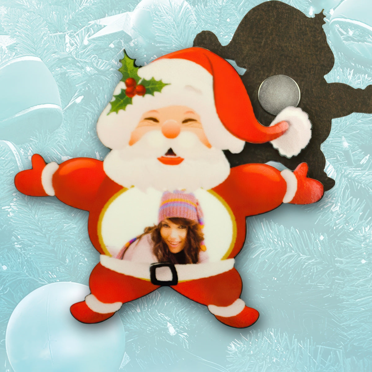 Mikulás alakú fényképes hűtőmágnes