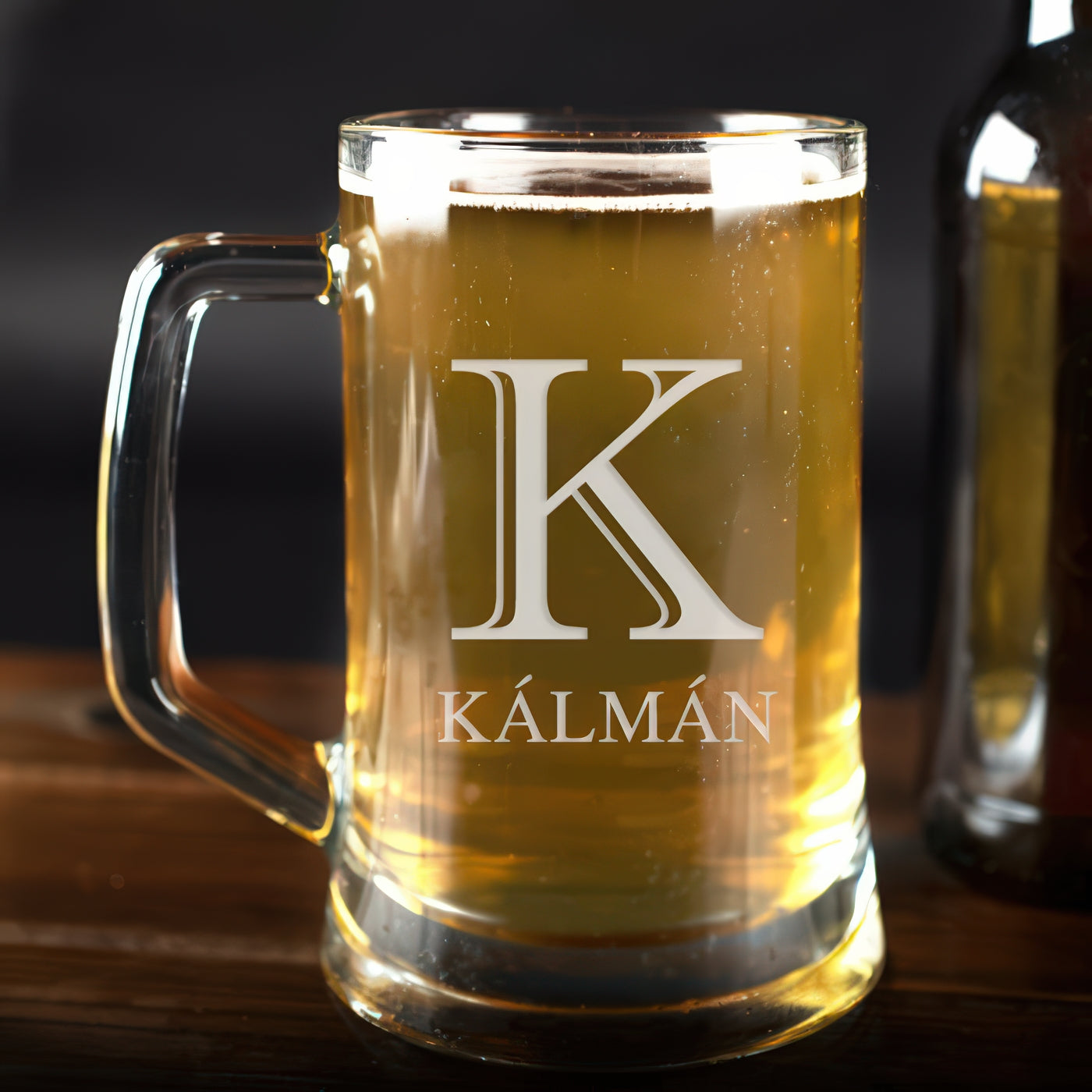 Monogramos homokfúvott söröskorsó