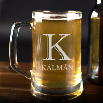 Monogramos homokfúvott söröskorsó