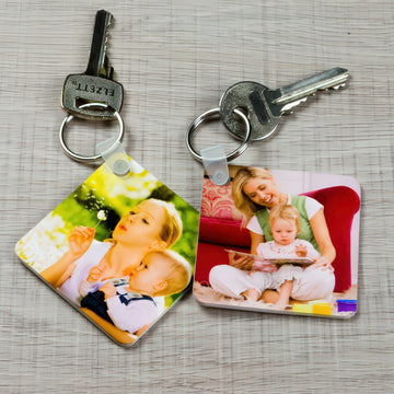 Négyzet alakú fényképes kulcstartó