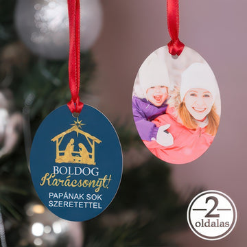 Fényképes ovális karácsonyfadísz