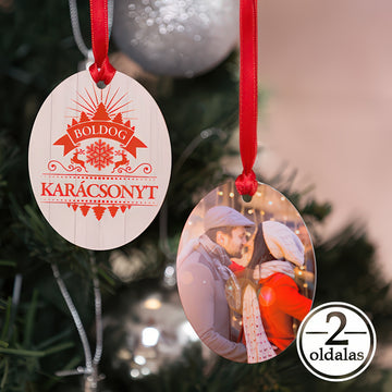 Fényképes ovális karácsonyfadísz