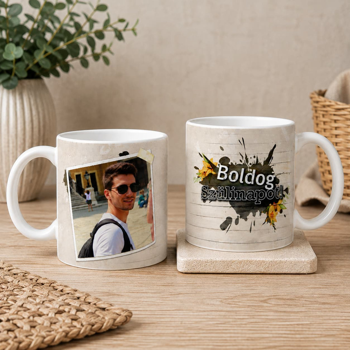 Egyedi fényképes születésnapi bögre Boldog Szülinapot felirattal és saját fotóval