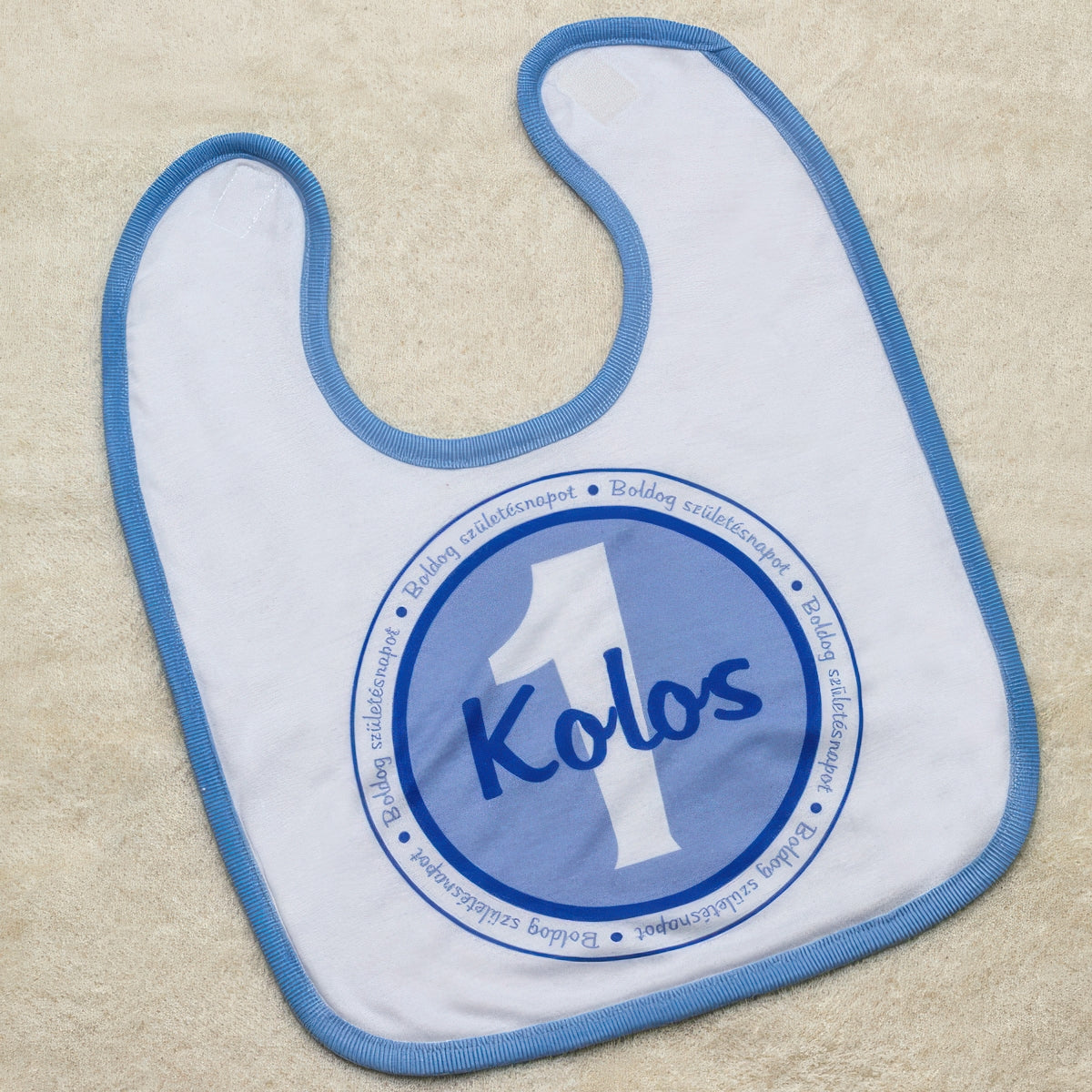 Szülinapi bébi előke - kék